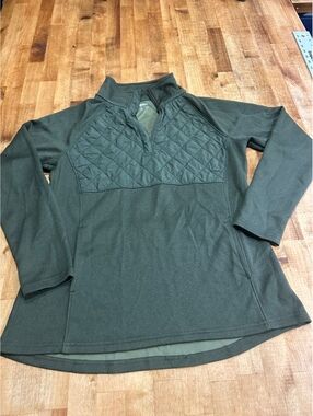 Avia Women's Medium Olive Green Quilted Panel Pullover Fleece